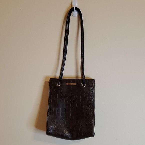 Nine West brown mock croc shoulder bag purse - Picture 1 of 8